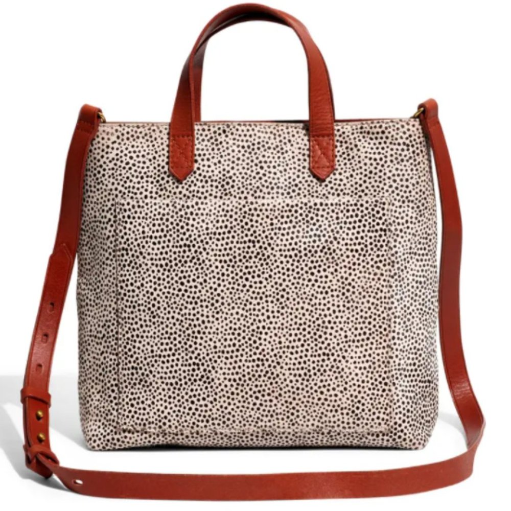 NWT Madewell The Zip Top Small Spotted Calf Hair Transport Crossbody Bag